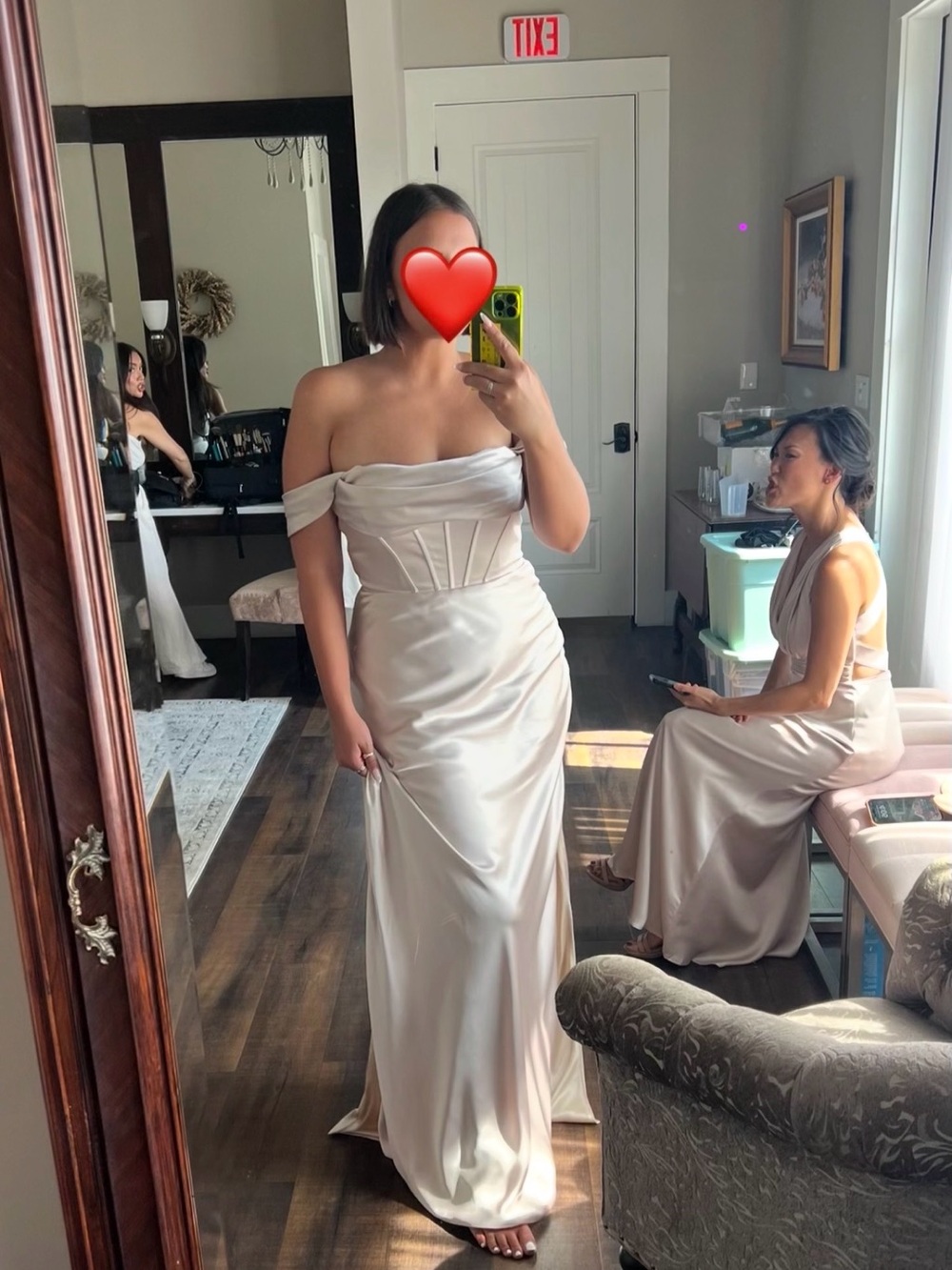 Revelry One-Shoulder Cream Soft Champagne Satin Gown Size 12